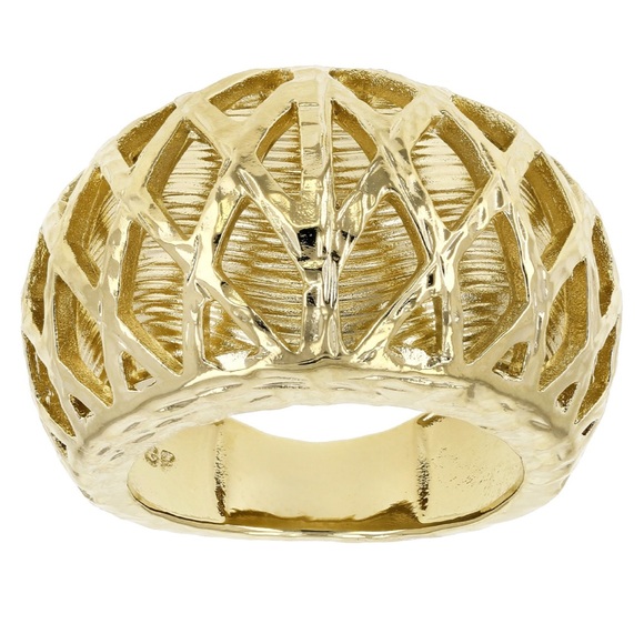 Moda Al Massimo 18k Yellow Gold Over Bronze Domed Cut Ring Size 7 - Picture 3 of 5